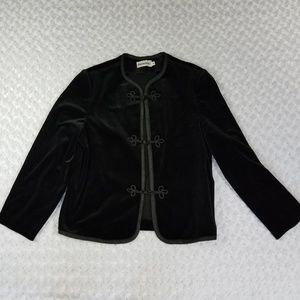 Personal Black Velvet Jacket Size 14 Toggle Button